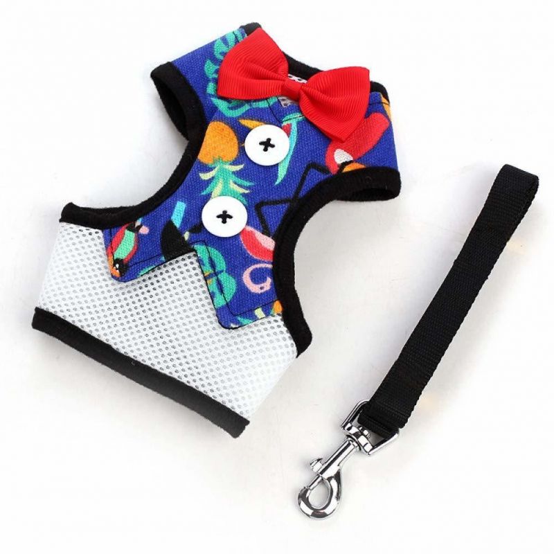 Bowtie Dog Harness Vest Adjustable Cat Harness Leash Set for Puppies, Kitten