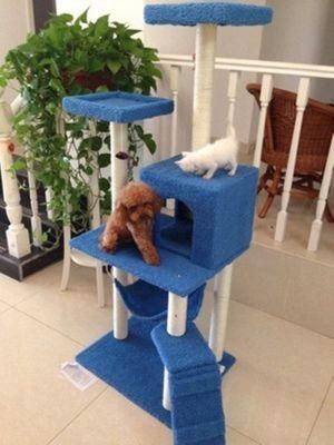 China Pet Products Factory Supply Wholesale New Design Cat Playing Products Solid Wooden Luxury Tall Large Activity Cat Tower Tree