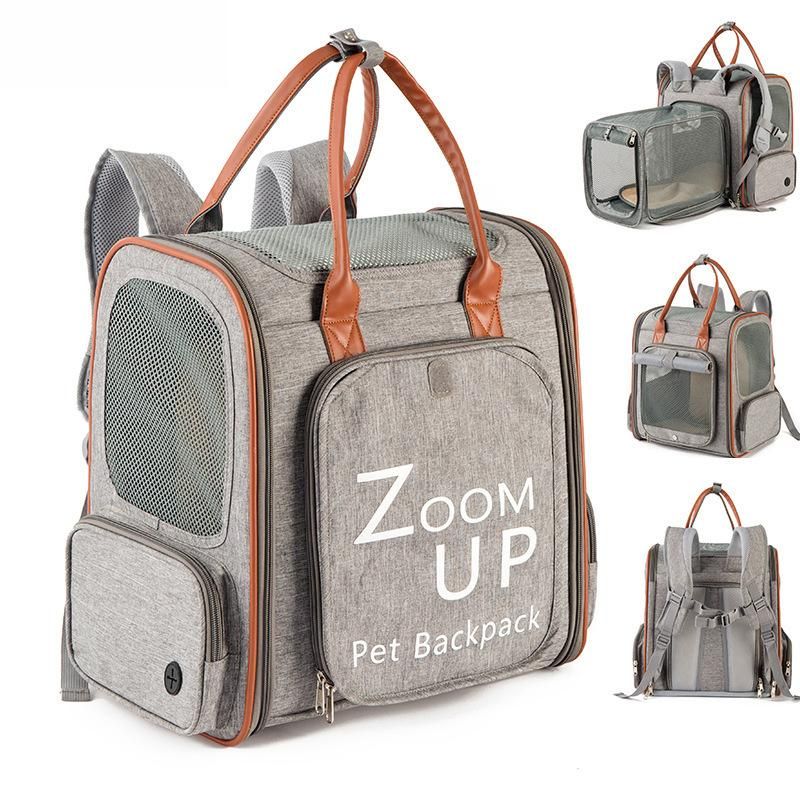 Amazon′s New Large-Capacity PU Portable Double Shoulder Pet Backpack Foldable Backpack