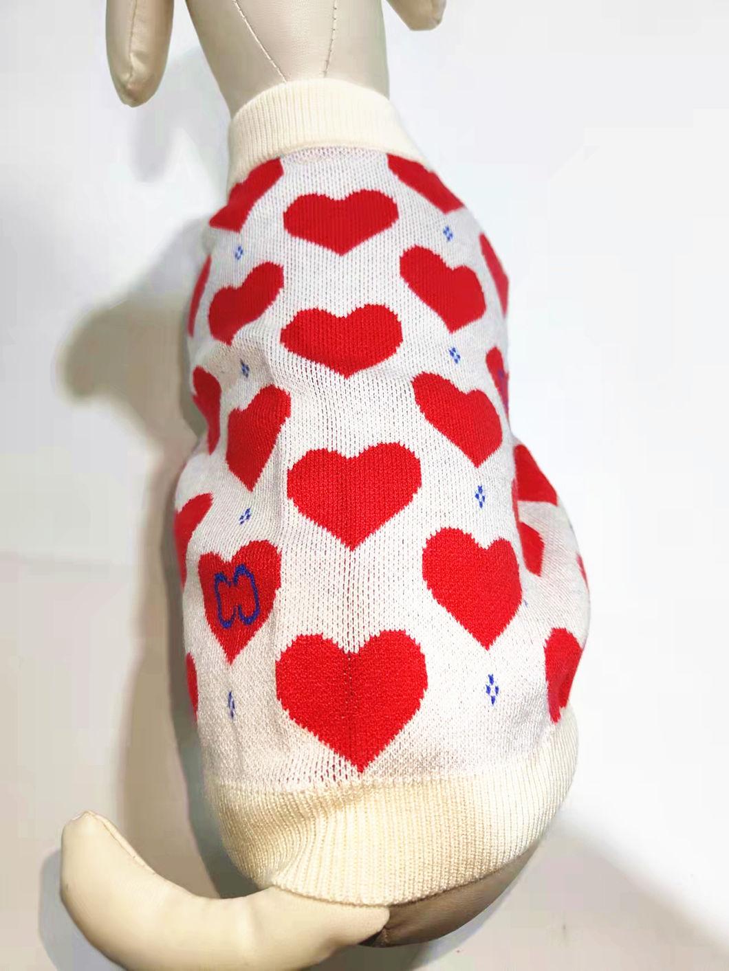 Heart Weaved Pet Sweater Fashion Designer Dog Sweater Pet Products