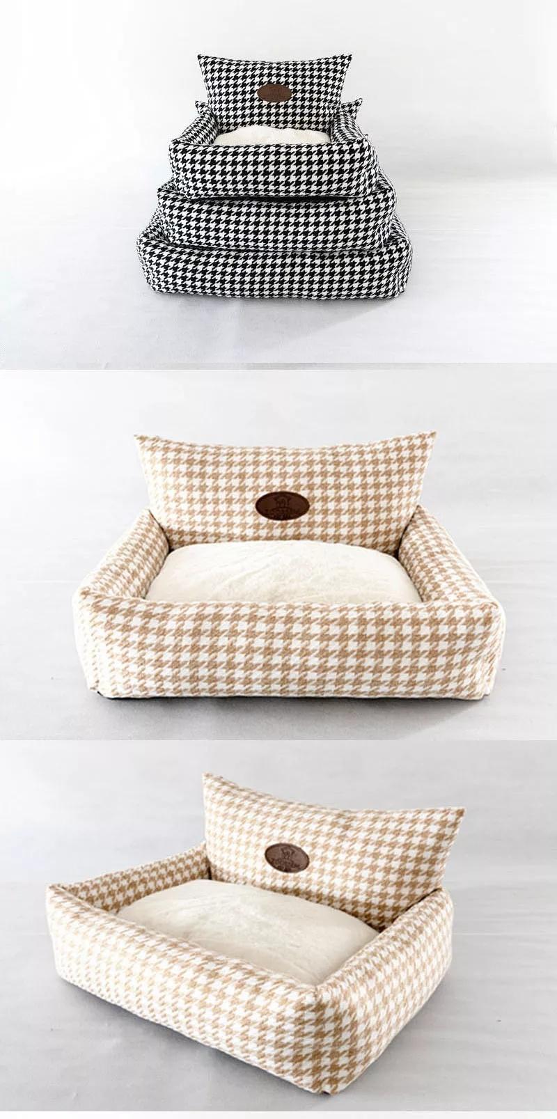 Rectangle Cat Dog Cushion Bed Faux Fur Plush Ultra Soft Rectangle Dog Bed Warm Washable Plush Luxury Dog Bed