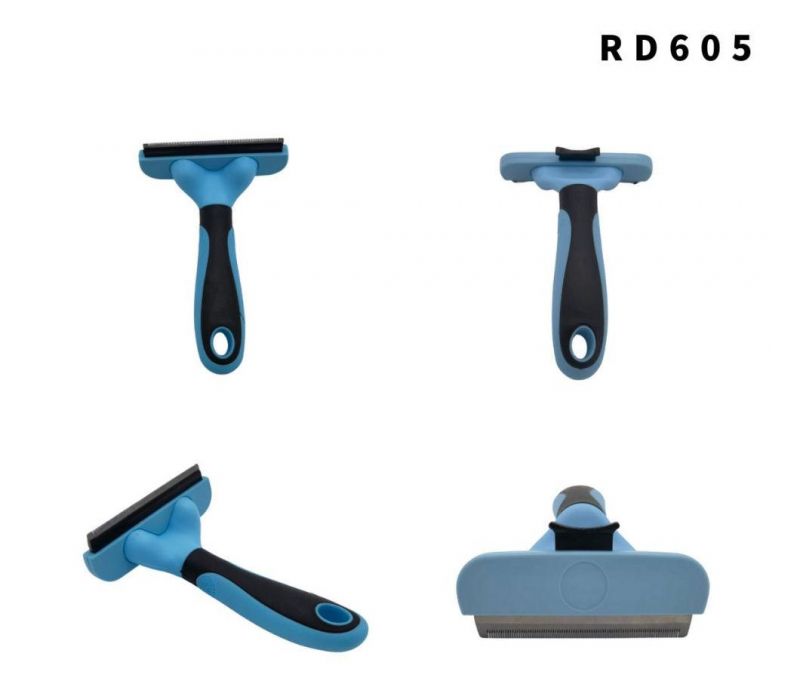 Dog Cat Grooming Brush Comb Reduce Shedding Hair Pet Accessories Blue-L