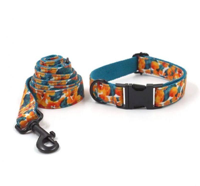 New Arrive Wholesale Custom Adjustable Pet Collars Dog Training Leash Pet Collars for Dogs Hawaii Style Black Hardwares