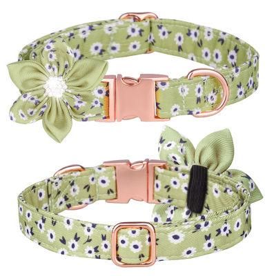 Custom Dog Collars and Leads Flower Tie Dog Collar Set Printed Dog Leash and Collar for Cat