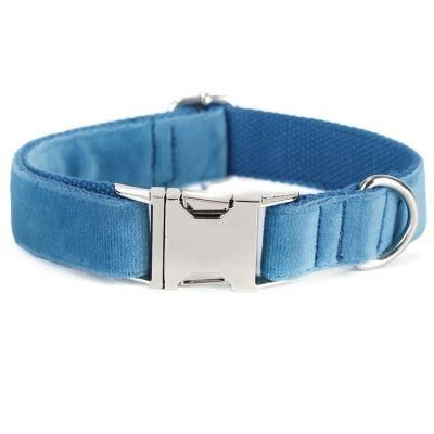 OEM Luxurious Metal Buckle Velvet Dog Collar Matching Leash Available