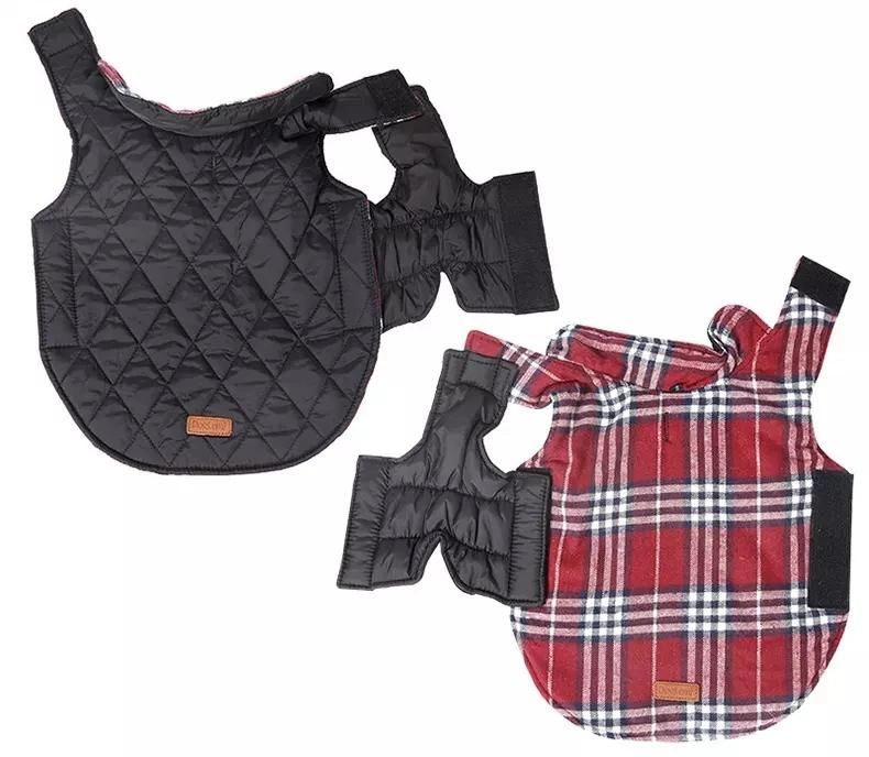 Waterproof Windproof Pet Reversible British Style Clothes Plaid Dog Vest Winter Coat Warm Dog Apparel Jacket for Dog Jacket