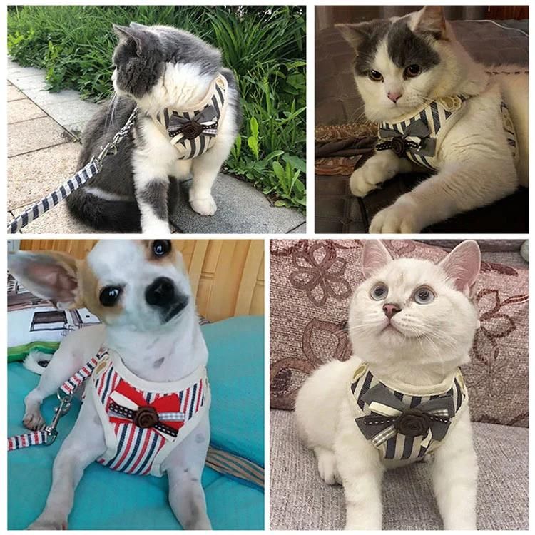 Bow Tie Harness Mesh Kitten Puppy Jackets Pet Chest Strap Cat Dog Leash Breathable Vest