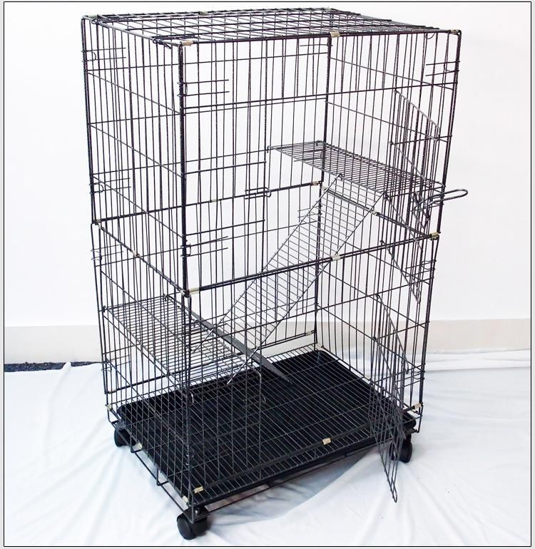 Folding Metal Pet Playing Living House Carrier Cat Cage with Caster Wheels