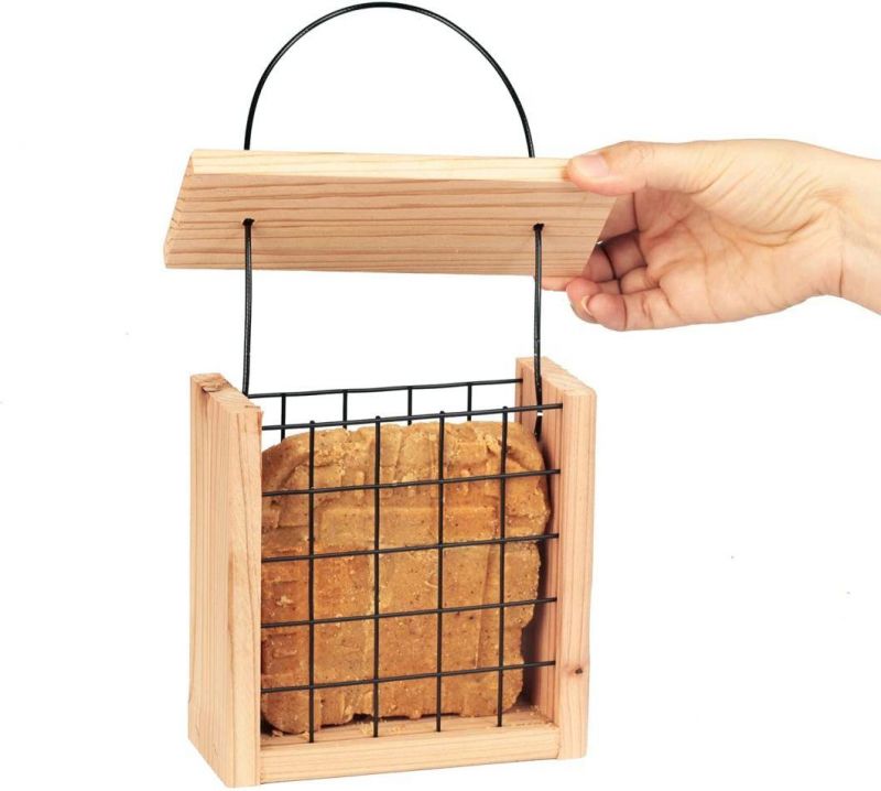 Hanging Wooden Outdoor Wild Bird Table Feeder House Feeding Station Garden Bird Cage