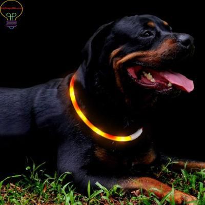 LED Glow Dog Collar USB Rechargeable Light up Collar Improved Pet Safety &Visibility at Night