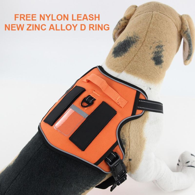 Outdoor Adjustable Pet Vest Safety Glow Flash Big Dog Harness Vest Metal Buckle Collar Nylon Tactical Dog Rope Leash