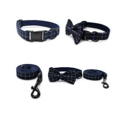 High Quality Dark Blue Plaid Dog Collar