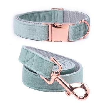 Adjustable Luxury Fancy Handmade Fashion Velvet Dog Collar and Leash Set