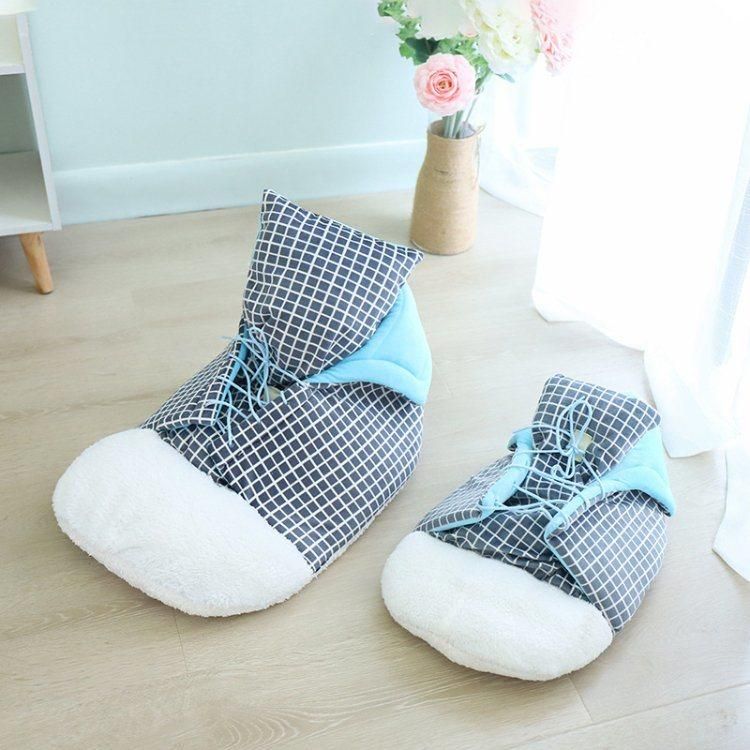 High Quality Cute Cat Bed Shoe Shape Soft Warm Pet Dog Bed Non-Slip Round Bed with Little Toy