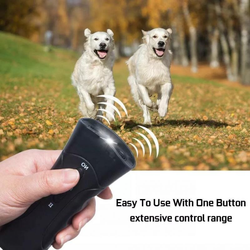 New Ultrasonic Dog Chaser Stop Aggressive Animal Attacks Repeller Flashlight