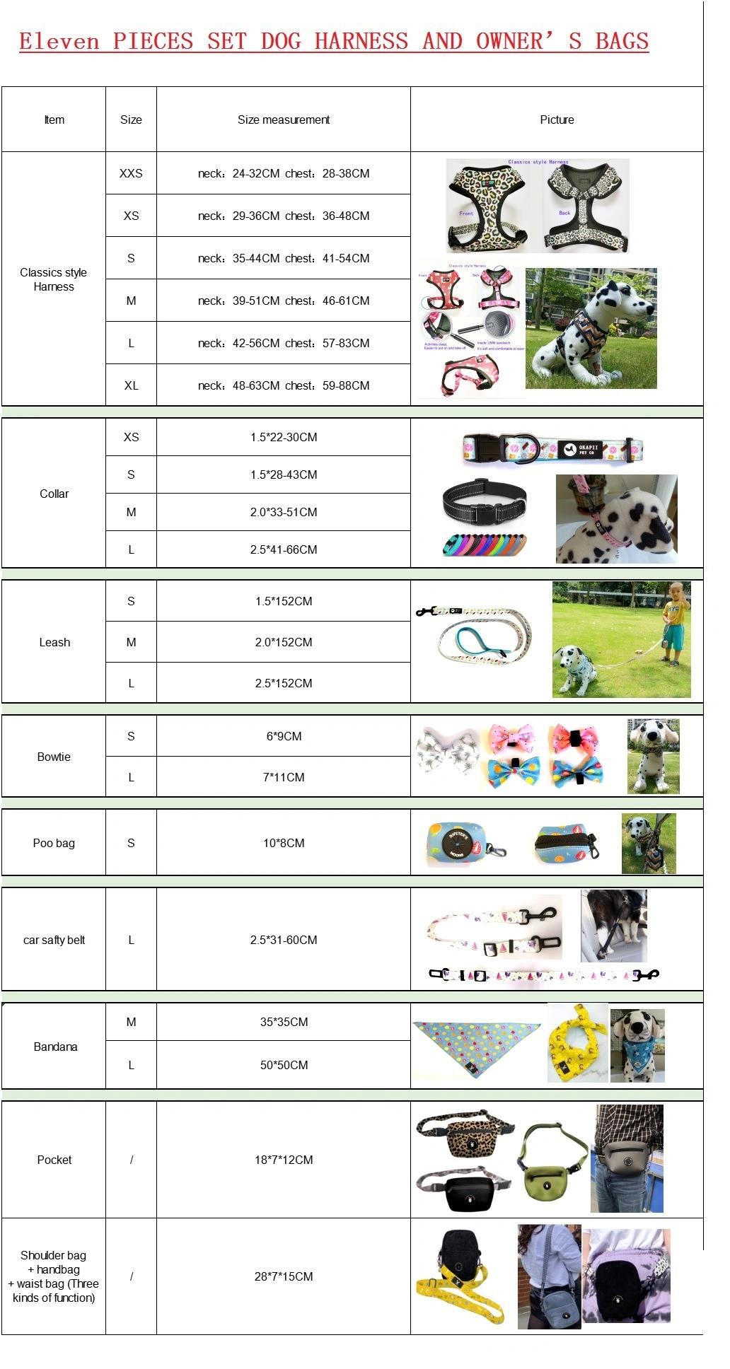 High Quality Soft No Pull Pet Adjustable Reversible Designer Dog Harness Leash Collar Poo Bag