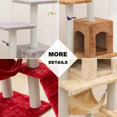 2021 New Coming Wholesale Big Wooden Scratcher Tower Cat Tree House