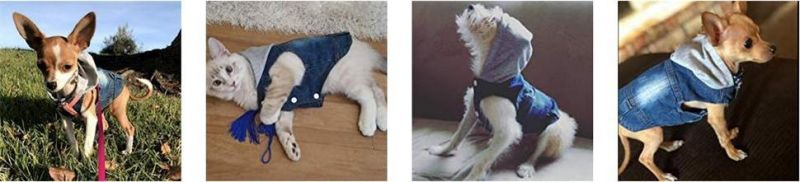 Dog Jeans Hoodie Cool Blue Denim Coat for Small Medium Dogs