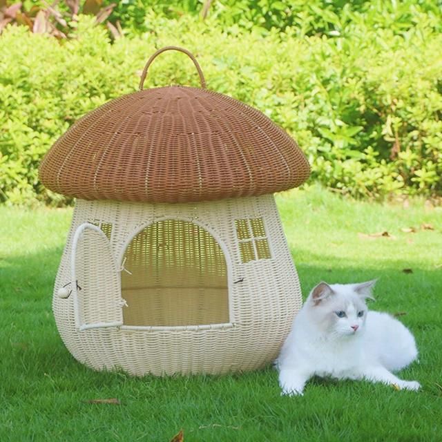 Wholesale Rattan Mushroom Shaped Cat Nest