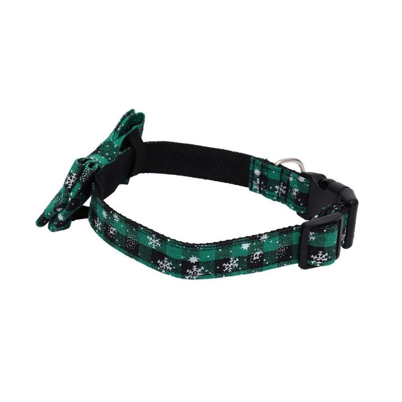 Christmas Series Snowflake, Nylon Adjustable Safety Buckle Bow Tie Pet Collar