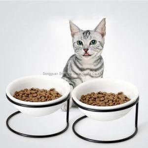 Customized Doubles Dog/Cat Ceramic Bowls Metal Pet Feeder Stand