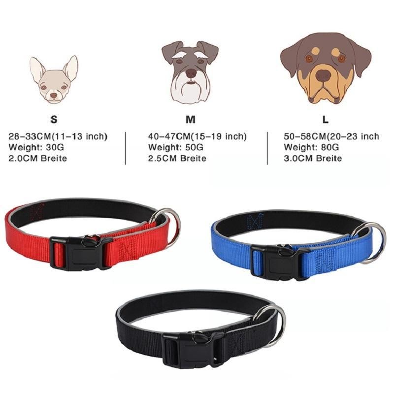 Personalized Custom Logo Neoprene Pet Dog Collar Reflective, Nylon Reflective Pet Collars for Dog, Adjustable Dog Collar Nylon