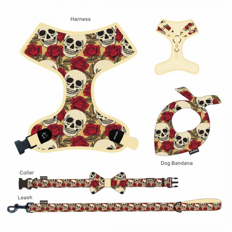 Classical Soft Padded Dog Collar and Leash for Pet Cat Dog Harness Leash Collar Set