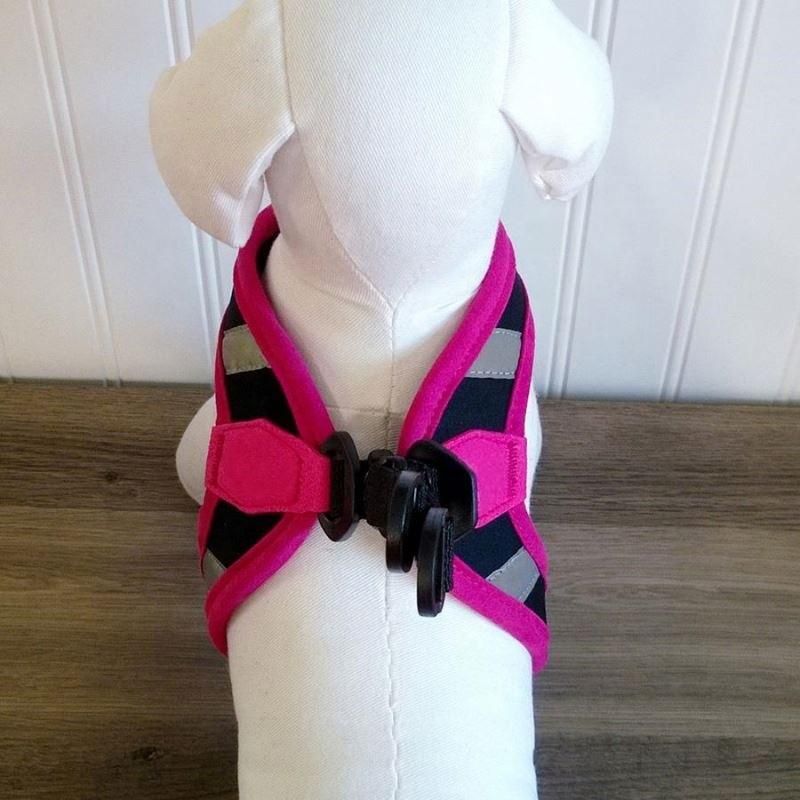 Simple Easy on Reflective Strip Pink Color Neoprene Dog Harness
