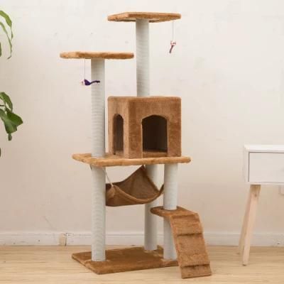 Natural Sisal Interactive Cat Toy Tree Hammock Tunnel Pet Cat Tower