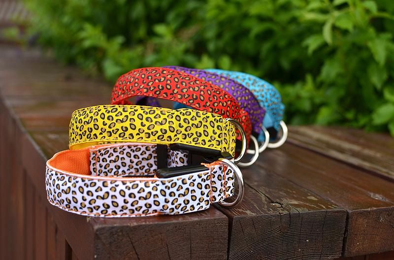Pet Dog LED Luminous Collar Leopard Adjustable Glow Pet Collar