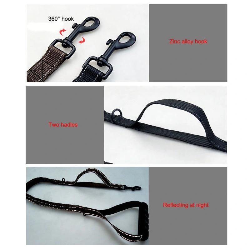 Dog Leash with Two Handles Heavy Duty Elastic Bungee Dog Training Leash
