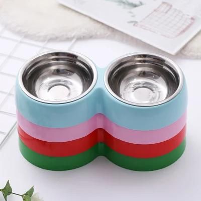 Double Stainless Steel Dog Food Bowl High Grade Pet Food Puppy Dog Water Food Bowl