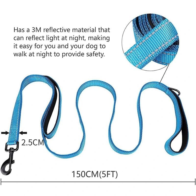 Dog Leash with 2 Padded Handle for Control Safety