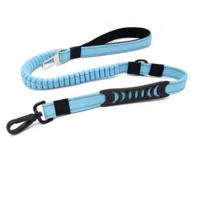 Reflective Dog Walking Training Shock Absorbing Bungee Leash with Car Seat Belt Buckle