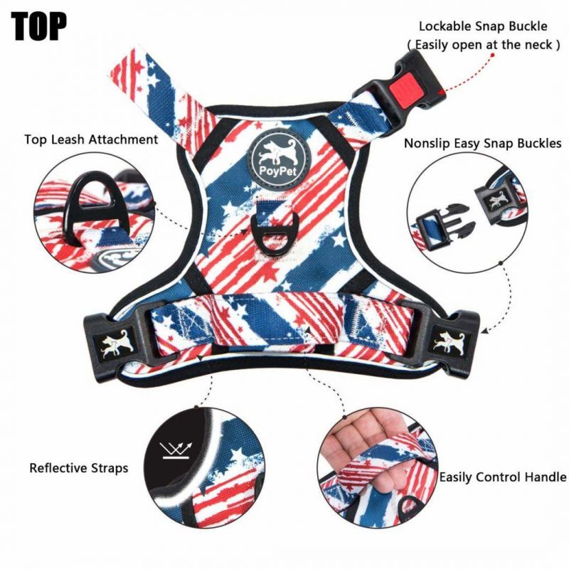 2022 Amazon Hot Selling Large Dog Harness No Pull Dog Harness Reflective Adjustable Pet Vest Oxford Pet Harneses Designer Custom Dog Harness