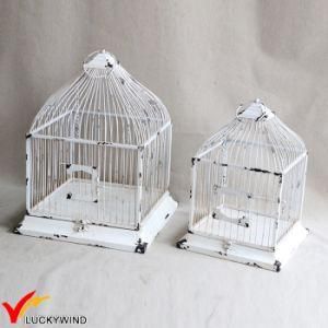 Set 2 Table Centerpiece Square Shabby White Vintage Birdcage