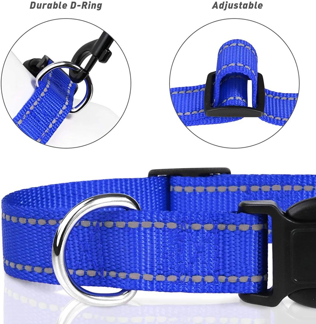 Adjustable Safety Nylon Collars, Reflective Dog Collar with Buckle