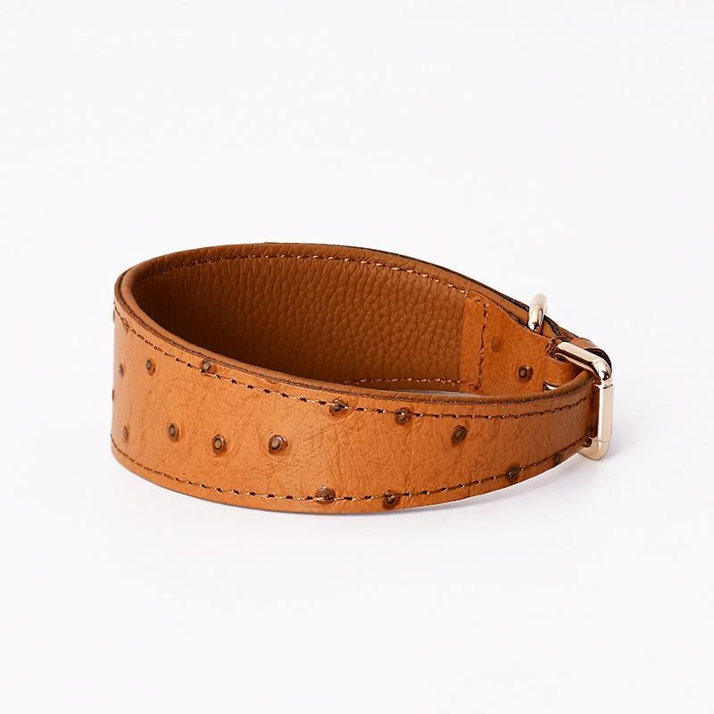 Wholesale Personalized New Design Hot Sale Amazon Luxury Pet Collar Wide Drum Dyed Real Cow Wide Leather Dog Collar
