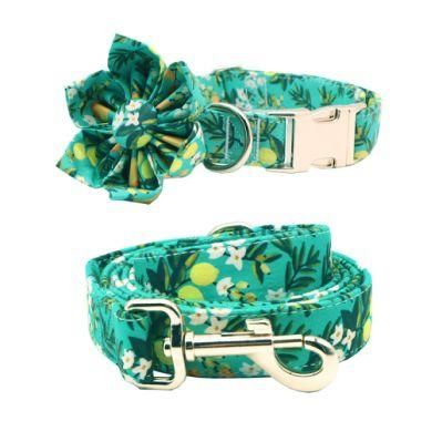 New Style Flower Pattern Printing Pet Dog Collar and Dog Leash Sets
