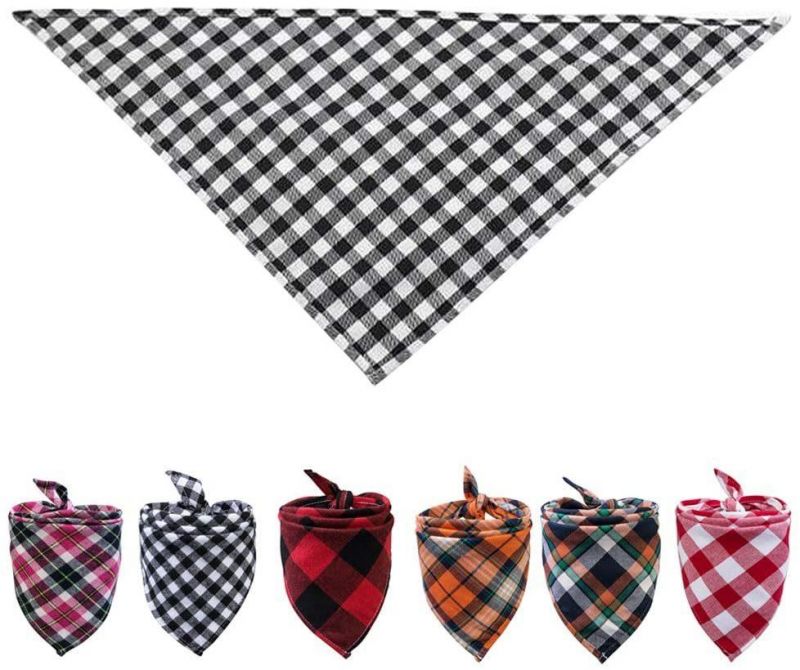 Washable Reversible Triangle Bibs Scarf, Plaid Painting Kerchief