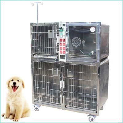 Vet Clinic Hot Sales Stainless Steel ICU Dog Cage with Oxygen Door