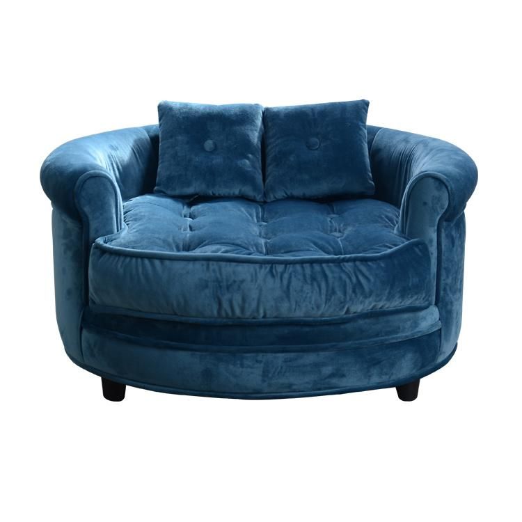 Luxury Tufted Round-Backed Pet Sofa Bed with Pillow