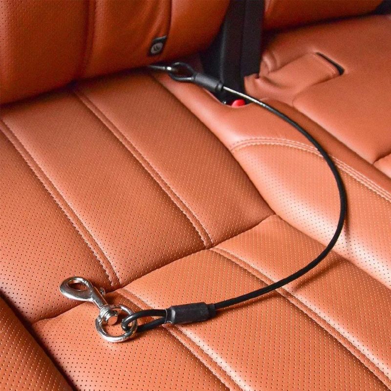 Dog Car Seat Belt Harness Restraint - No-Chew Heavy Duty Car Seatbelt for Pets - 5 Sizes - Coated Steel Rope to Prevent Chewing