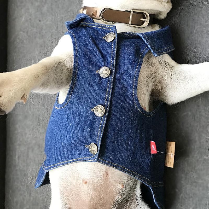 Fashionable Jeans Pet Puppy Clothes Dog Denim Vest Jeans Clothes Jackets