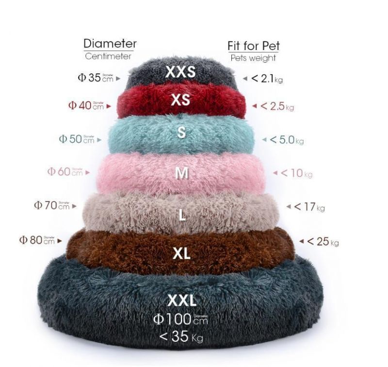 Hot Sales Lovely Fluffy Pet Bed for Dog Cat Bed Worm and Safety Plush Round Pet Beds for Cats or Small Dogs