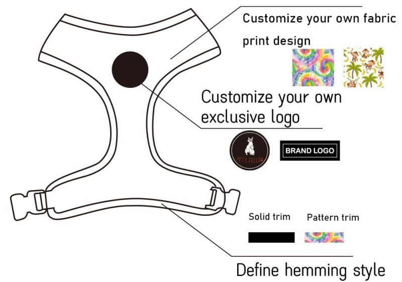 Wholesale High Quality Colorful Patterns Adjustable Pet Harness Air Mesh Custom Dog Harness