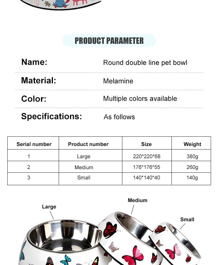 No-Slip Melamine Pet Food Water Feeder Pet Bowl