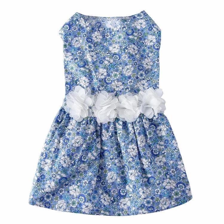 Fashion Dog Cloth Fancy Shirt Sunflouer Printing Cute Puppy New Design Spring Summer Vacation Girls Dog Cat Skirt