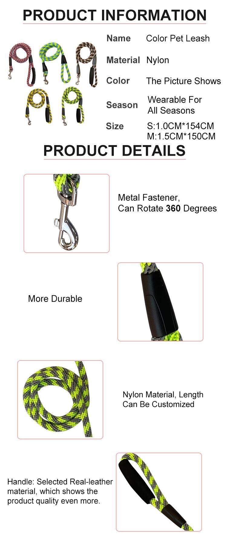 Newest Retractable Custom Polyester Braid Designer Rope Metal Clips Pet Dog Leash