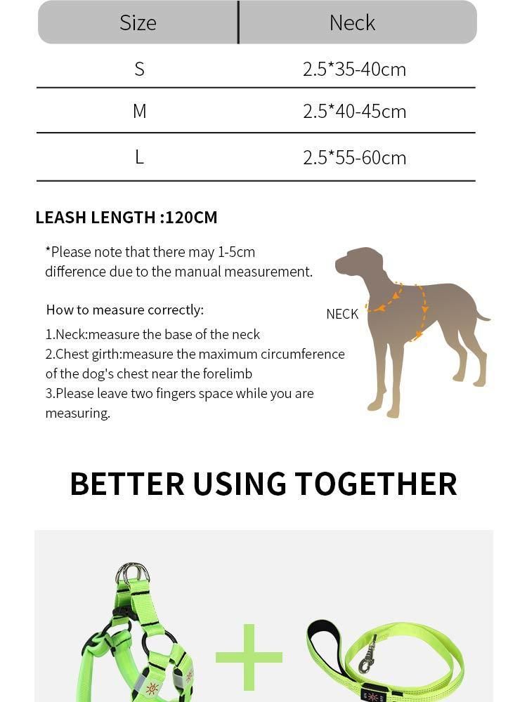 Quality Ventilation Brilla Pet Pecho Espalda LED Strip Dog Harness